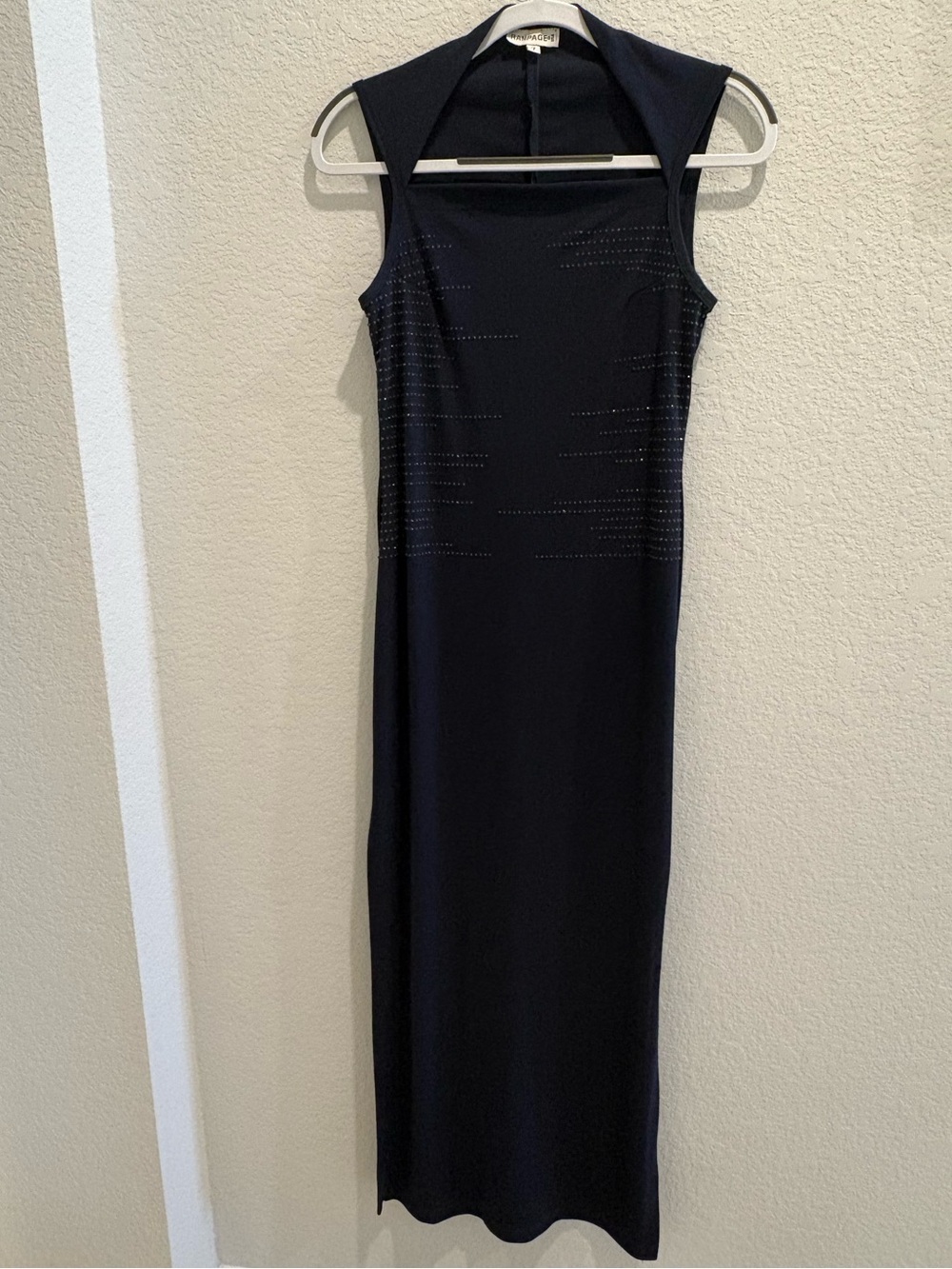 Rampage Navy Sleeveless Maxi Dress with Subtle Bead Detail
